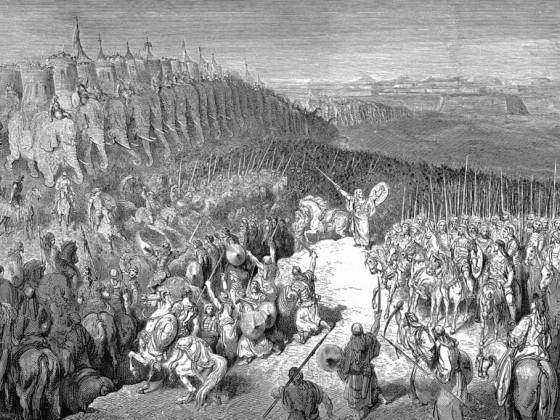Judah Maccabee, center, before the army of Nicanor during the Maccabean Revolt. Image by Gustave Doré/Wikipedia/Creative Commons